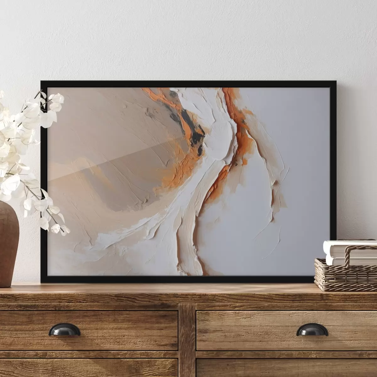 Poster Pastel moale cu accent portocaliu și tușe netede f44874