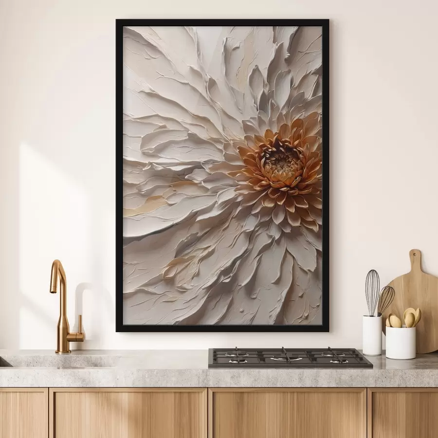 fototapet Floare volumetrică cu petale cremoase și miez cald f44878