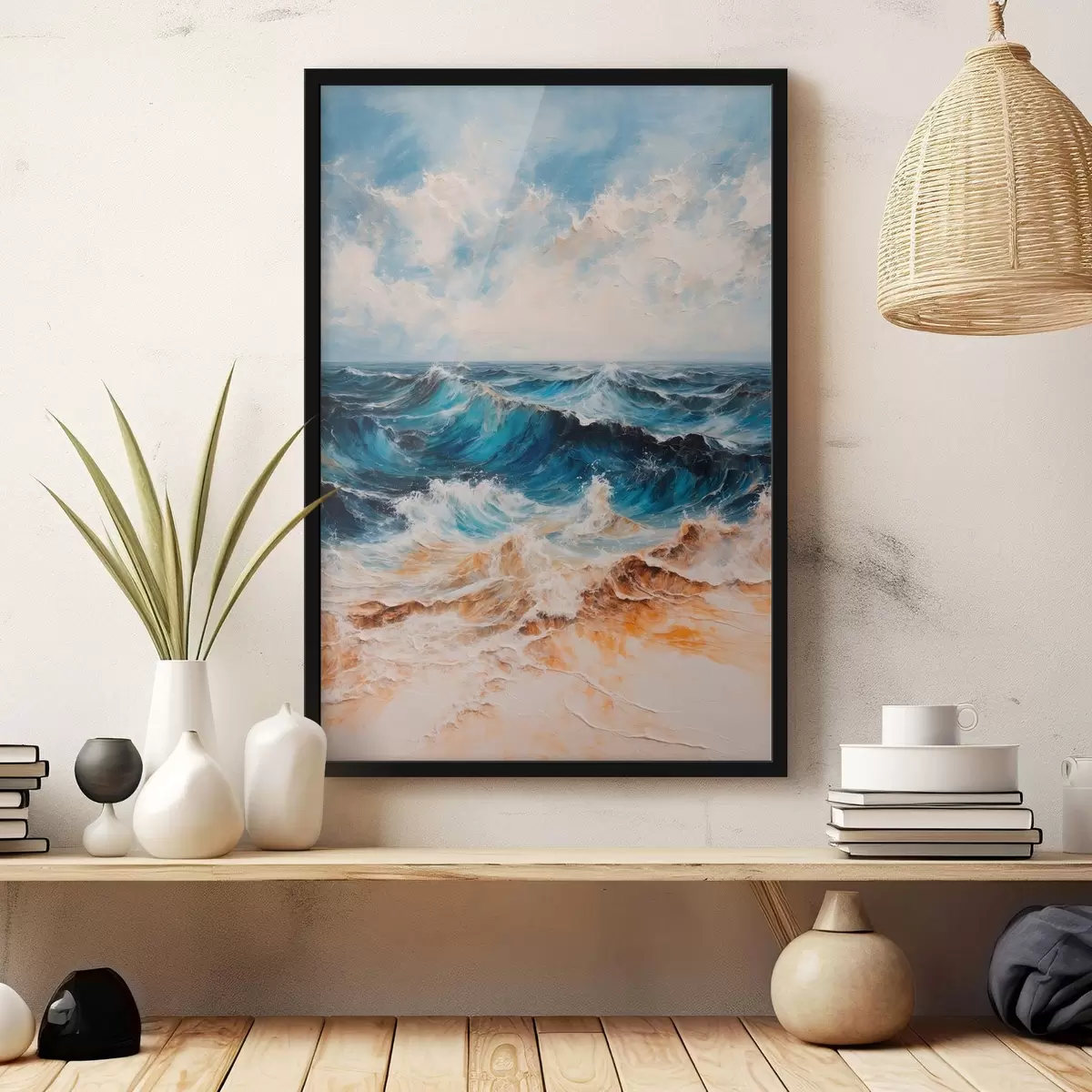 Poster Mare agitată cu valuri sub un cer senin f44881