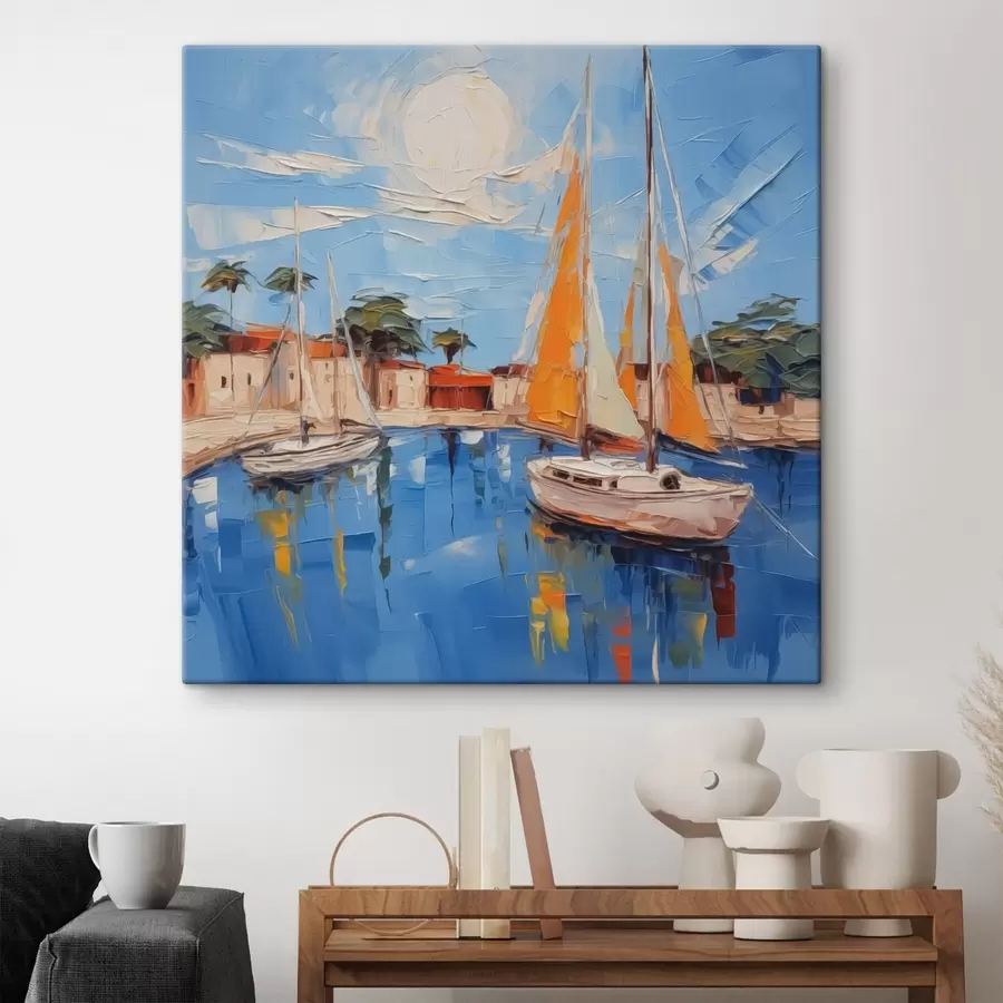 fototapet Barcă cu vele la chei s44824