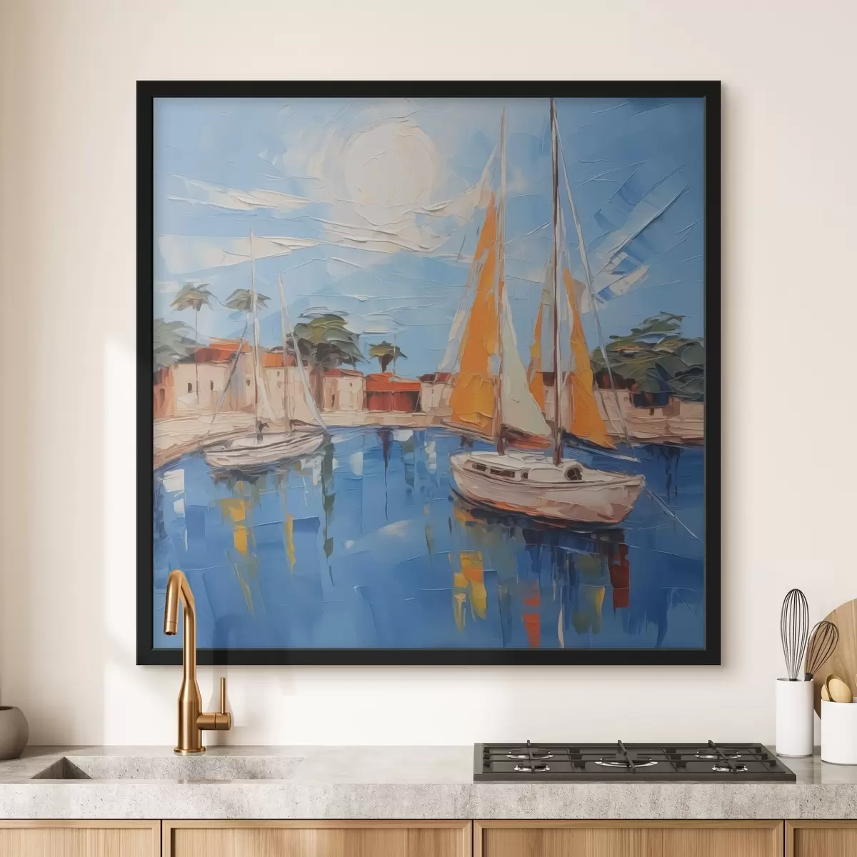 Poster Barcă cu vele la chei f44824