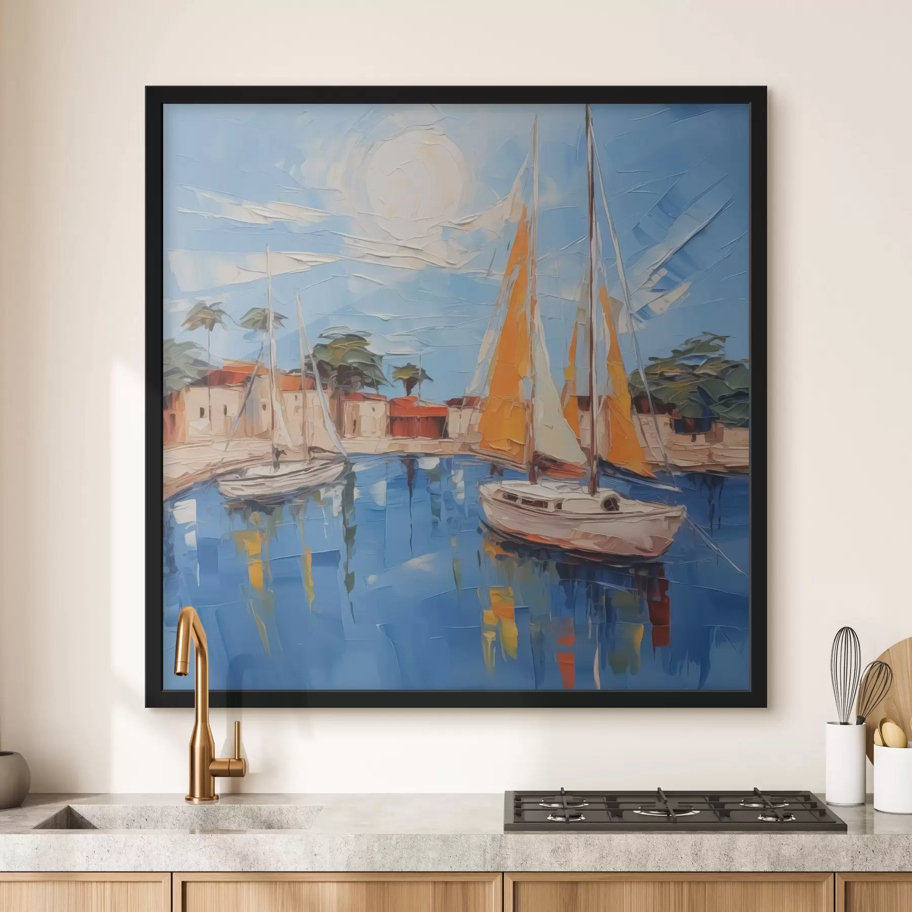 fototapet Barcă cu vele la chei f44824