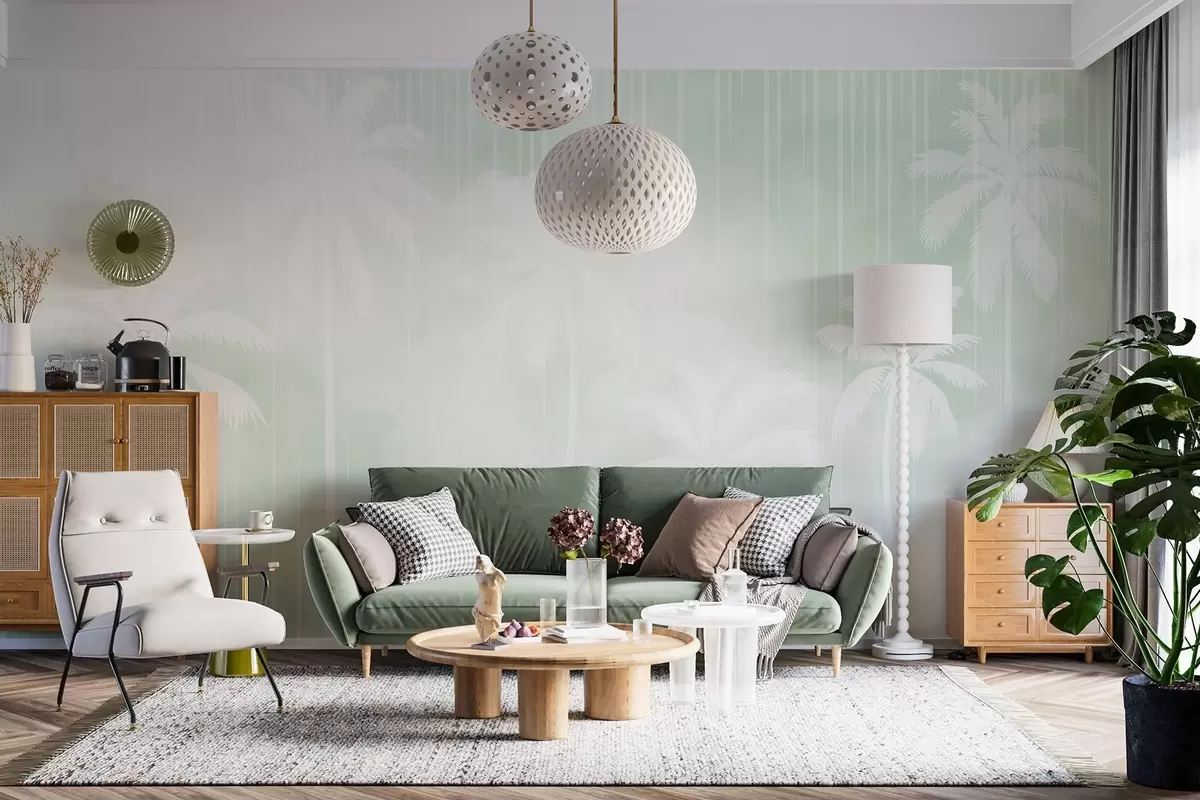 fototapet Ceață cu palmieri w04180v3