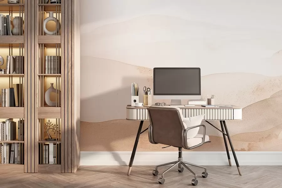 fototapet Munți în stil acuarelă în nuanțe de bej deschis w09223