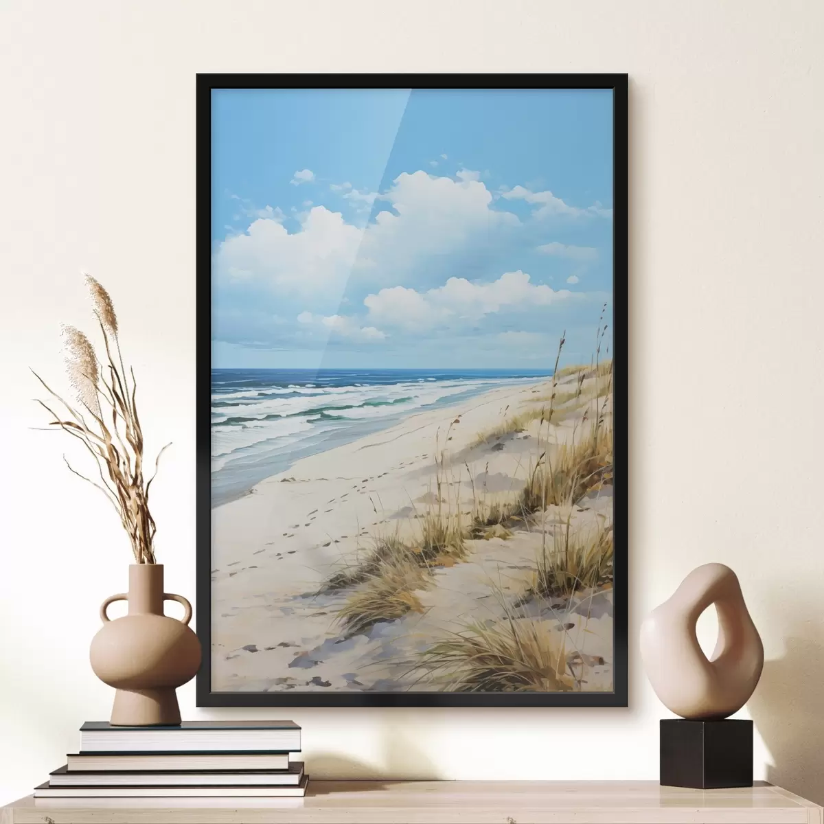 Poster Iarbă pe coastă sub un cer albastru f44917