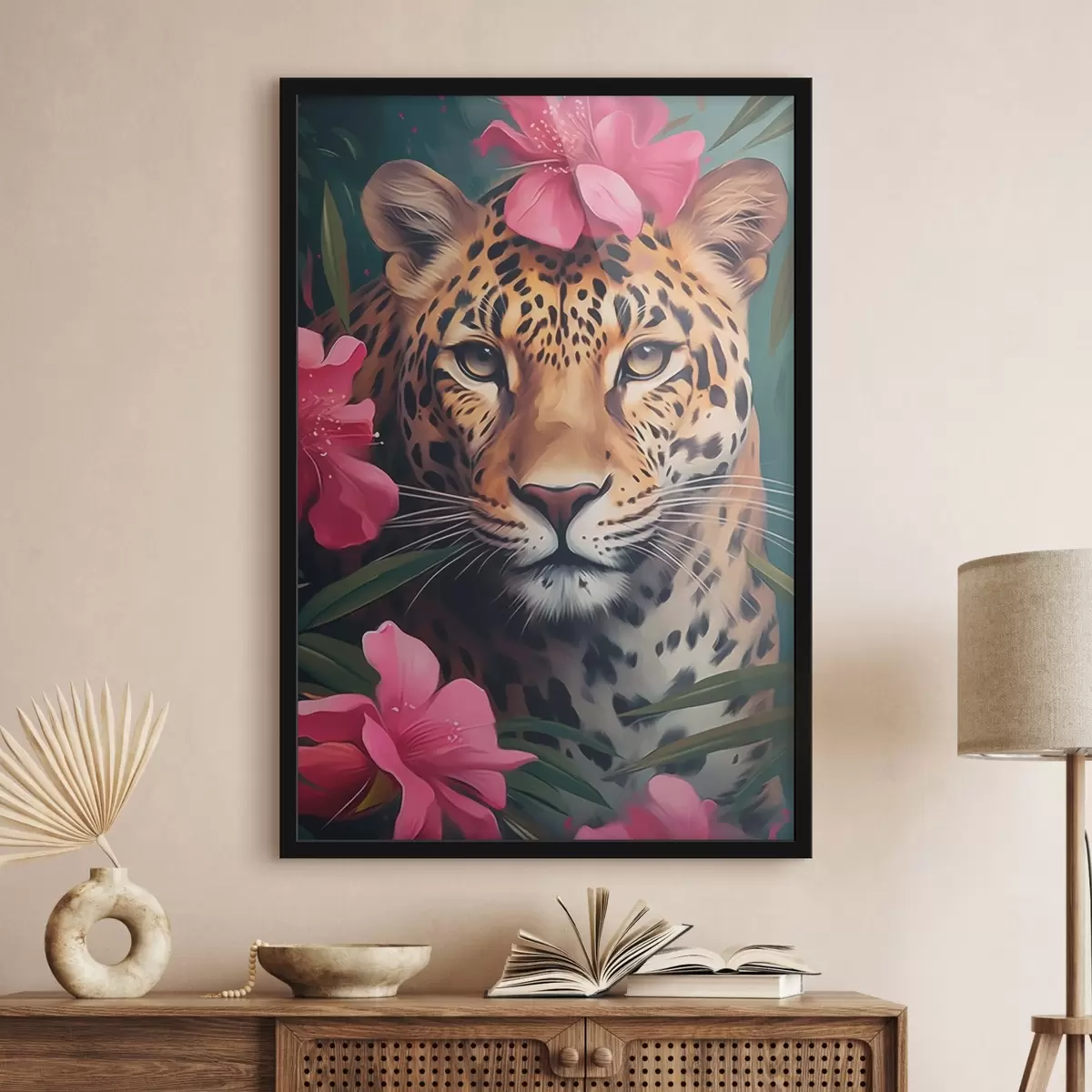 Poster Leopard printre flori tropicale f44918