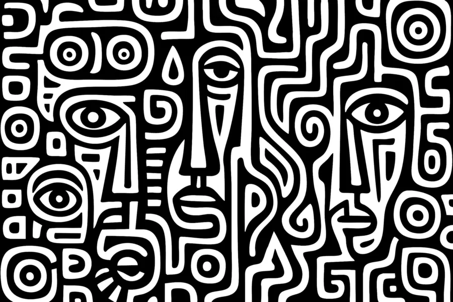 fototapet Detalii faciale stilizate w04186