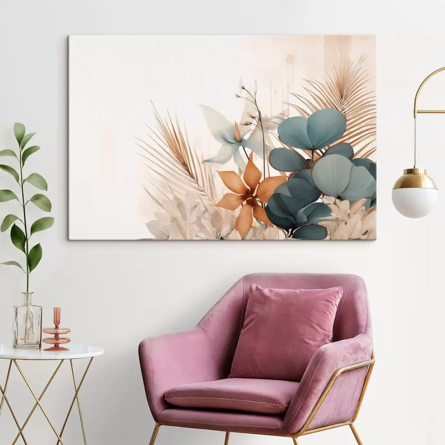 Tablouri Frunze decorative și flori în stil acuarelă s44843