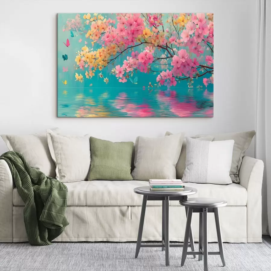 Tablouri Creangă înflorită deasupra apei în stil acuarelă s44844