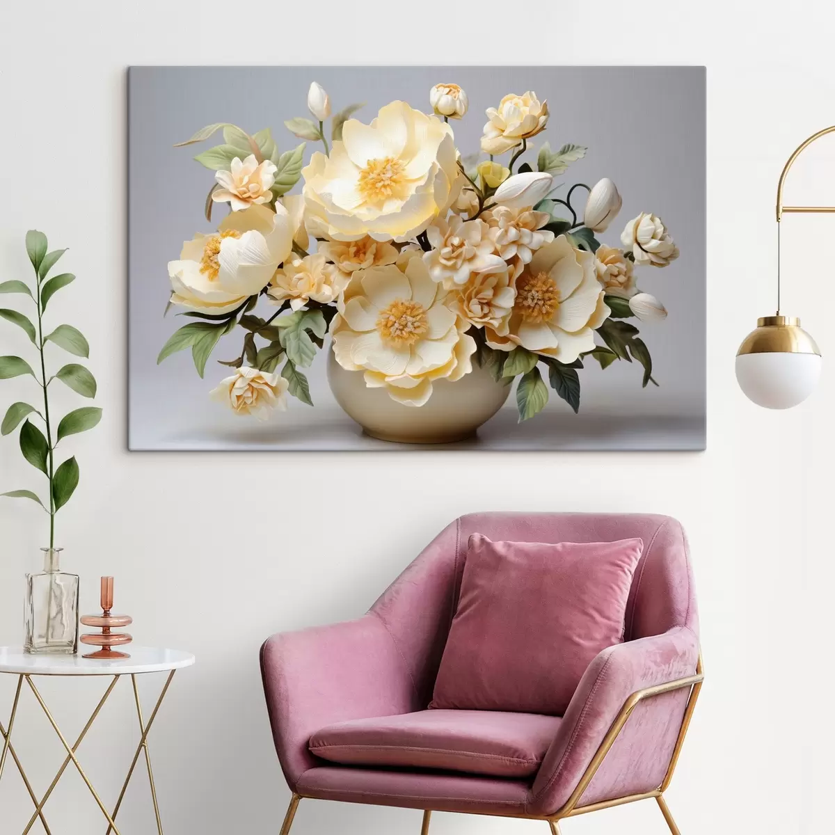 Tablouri Buchet floral luxuriant în tonuri pastelate s44846