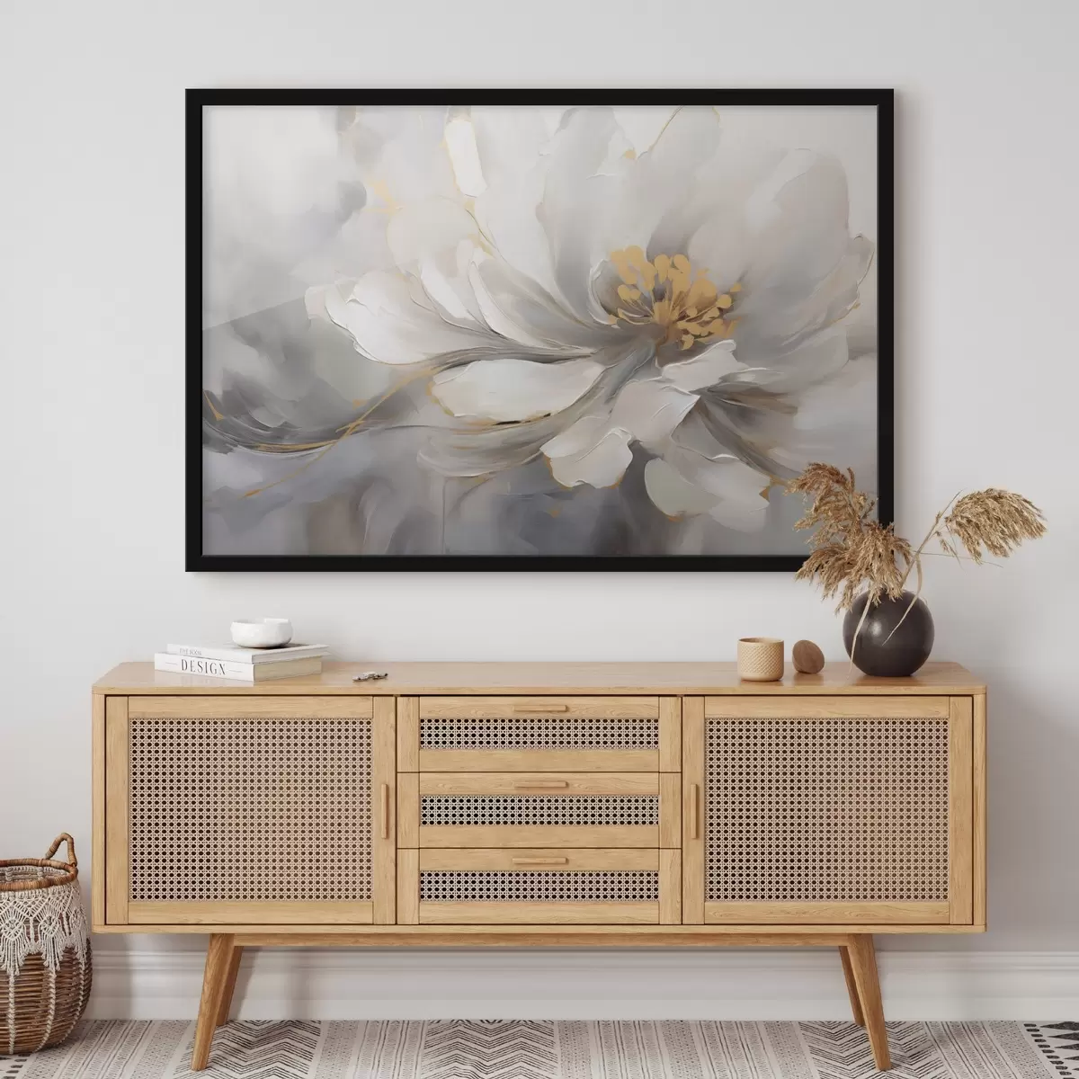 Poster Floare albă cu accente în stil abstract f44838