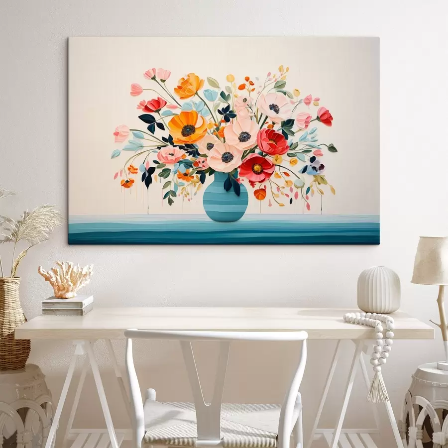 Tablouri Buchet colorat într-o vază albastră în stil decorativ s44937