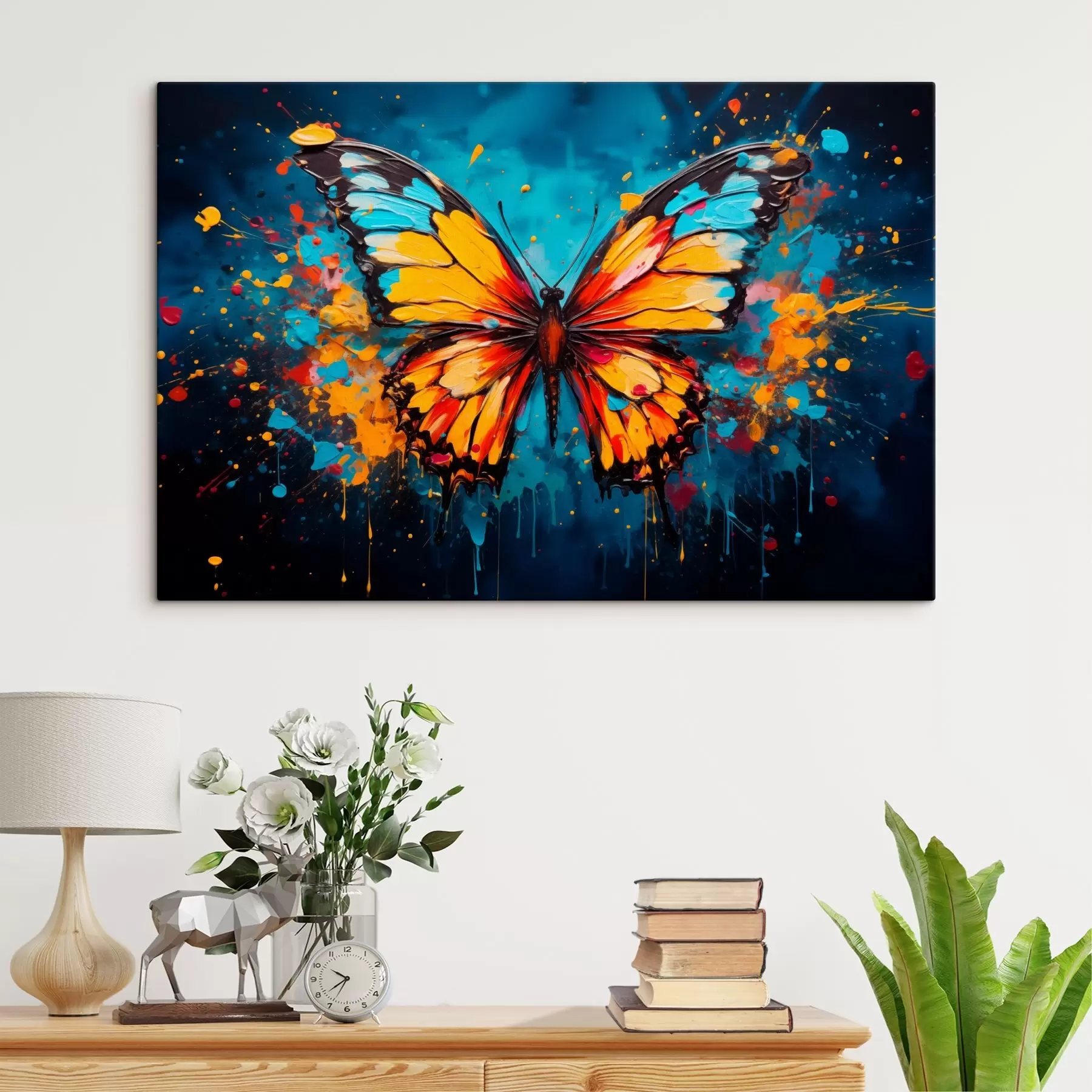 Tablouri Fluture colorat în stil vopsea splatter s44938