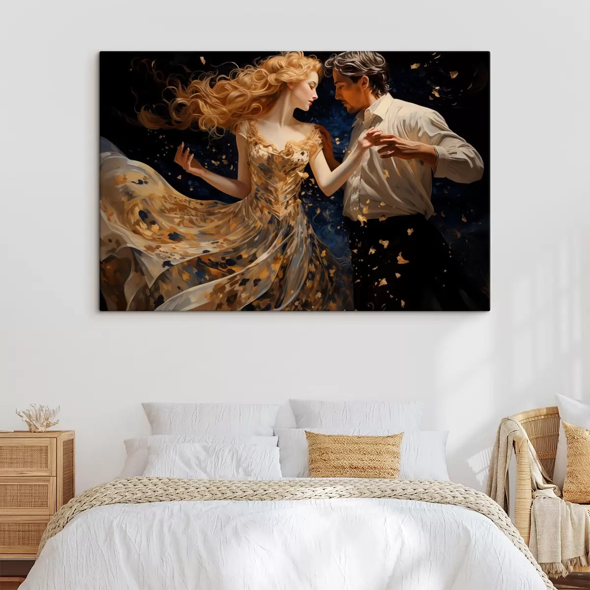 Tablouri Cuplu în mișcare în tonuri galben-albastru în stil pictură s44940