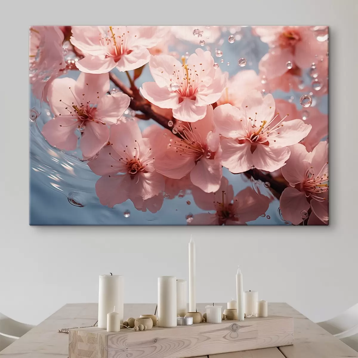 Tablouri Flori roz în apă cu picături s44946