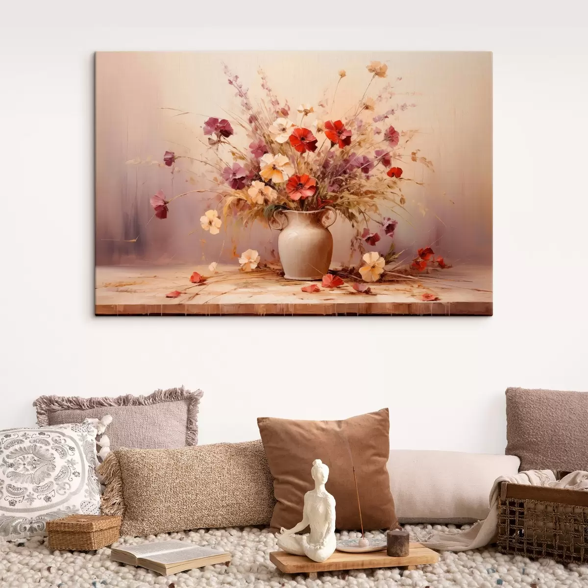 Tablouri Buchet de flori sălbatice într-o vază în stil pictură în ulei s44947