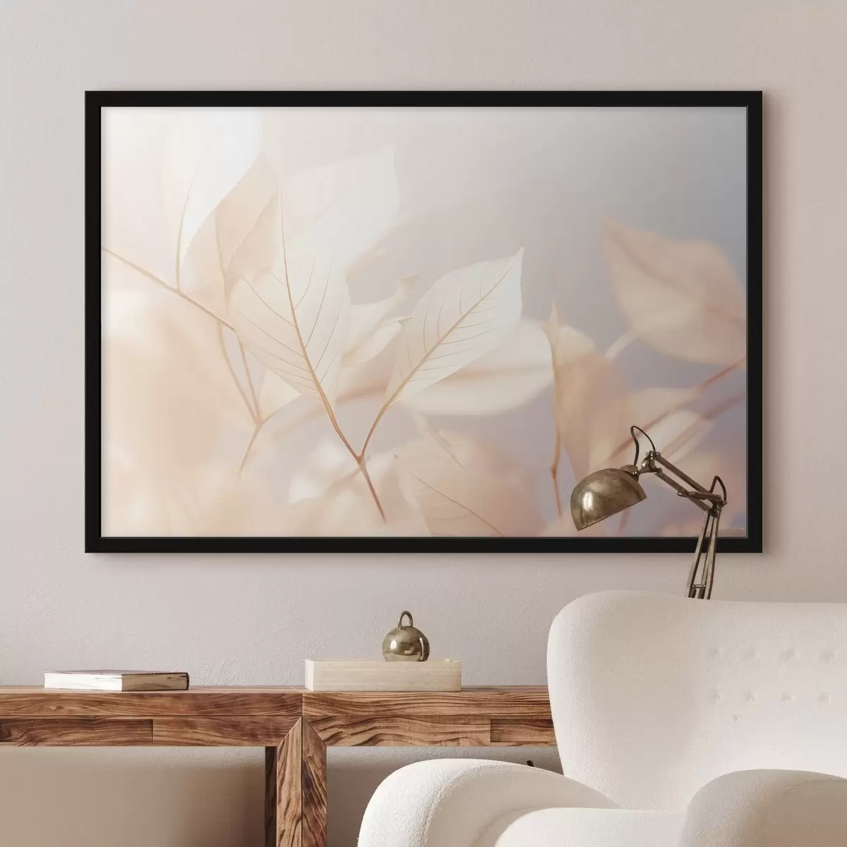 Poster Frunze translucide cu modele complexe de vene, paletă de culori pastelate moi, iluminare eterică, compoziție minimalistă f44928