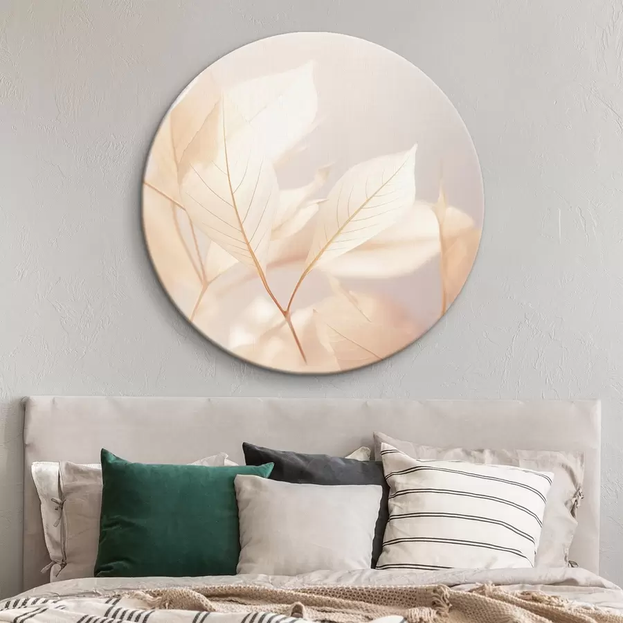 fototapet Frunze translucide cu modele complexe de vene, paletă de culori pastelate moi, iluminare eterică, compoziție minimalistă r44928