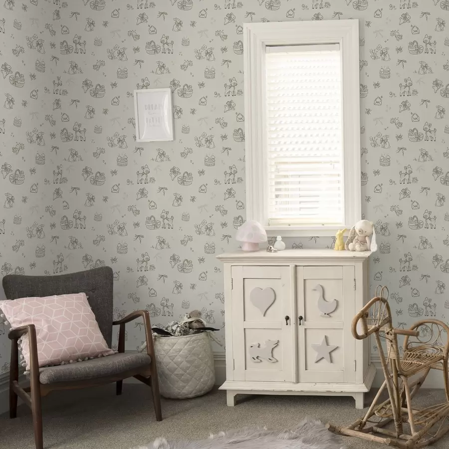 fototapet Scenă drăguță de pădure cu căprioare, iepuri și albine a00215