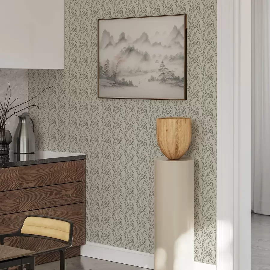 fototapet Ramuri de măslin îngrijite pe un fundal deschis a00243