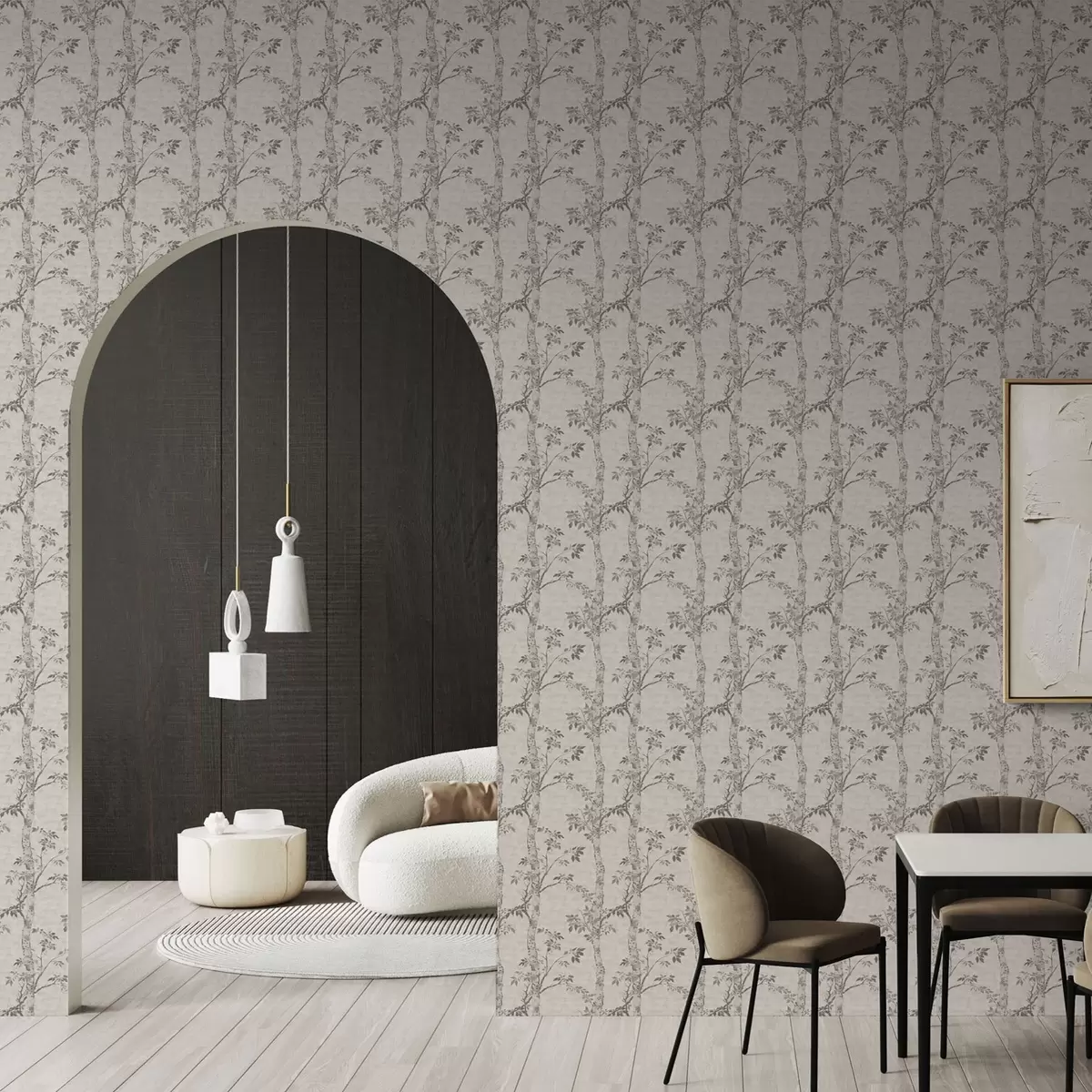 Wallpaper Ramuri de mesteacăn cu frunze, fundal texturat a00257v1