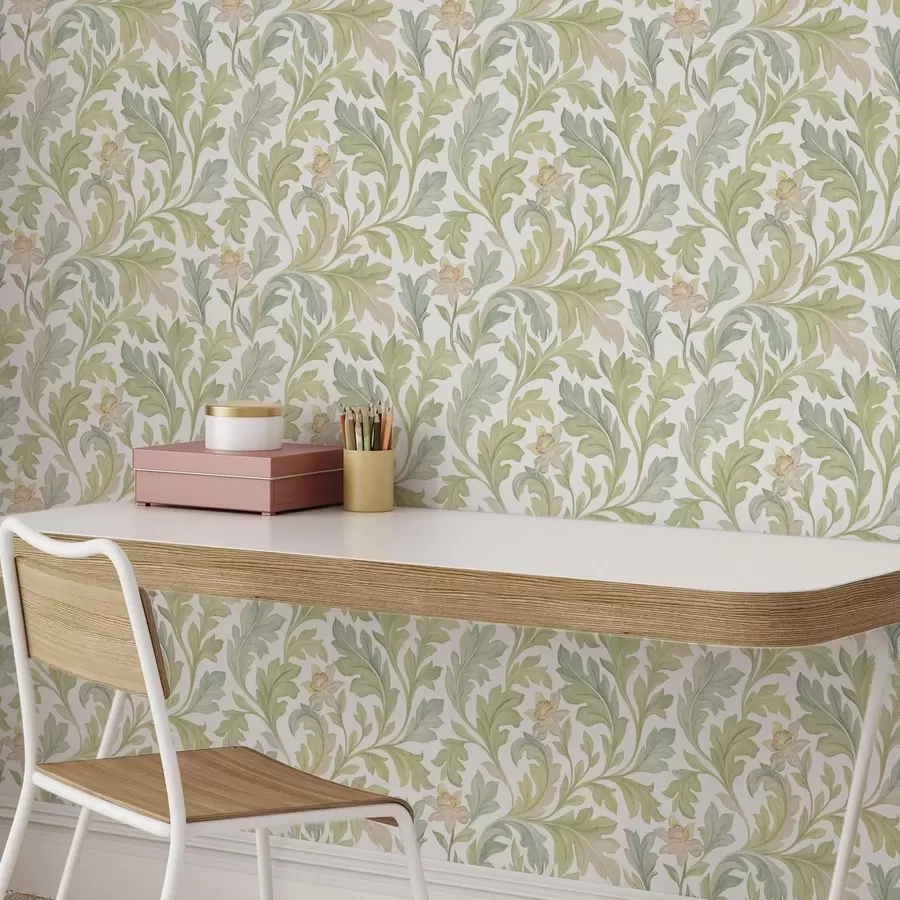 fototapet Ornament floral de epocă pe fundal alb a00277v2