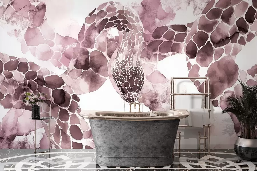 fototapet Siluetă șarpe, stil acuarelă, culori burgundy w04113v1