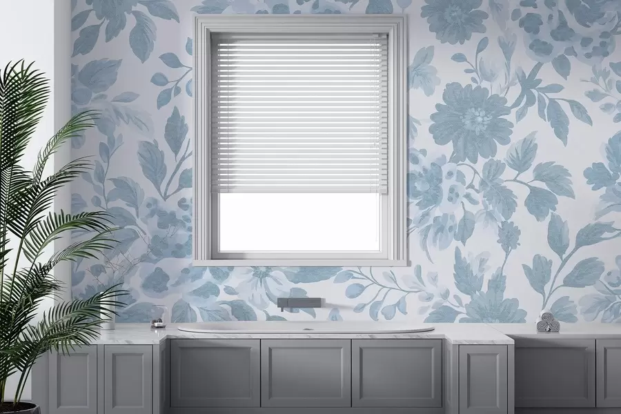 fototapet Flori în stil boho cu imprimeu leopard, de culoare albastră w04114v1