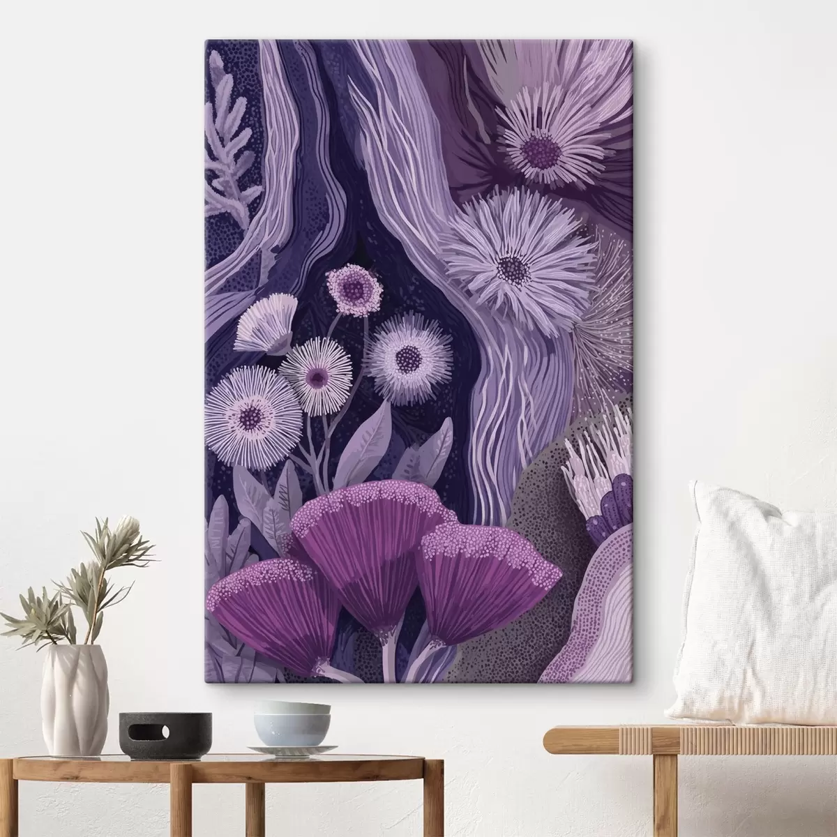 Tablouri Design floral în culori violet, desen detaliat s44984
