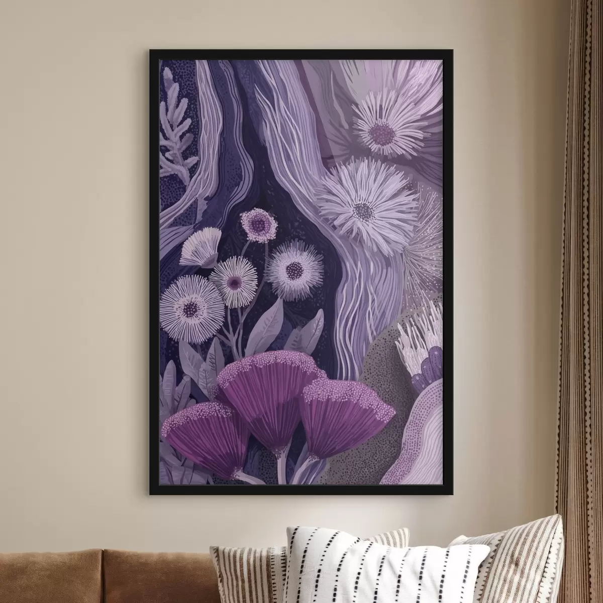 Poster Design floral în culori violet, desen detaliat f44984