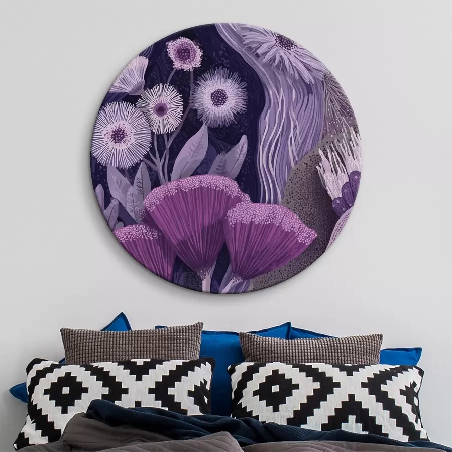 Tablouri Design floral în culori violet, desen detaliat r44984