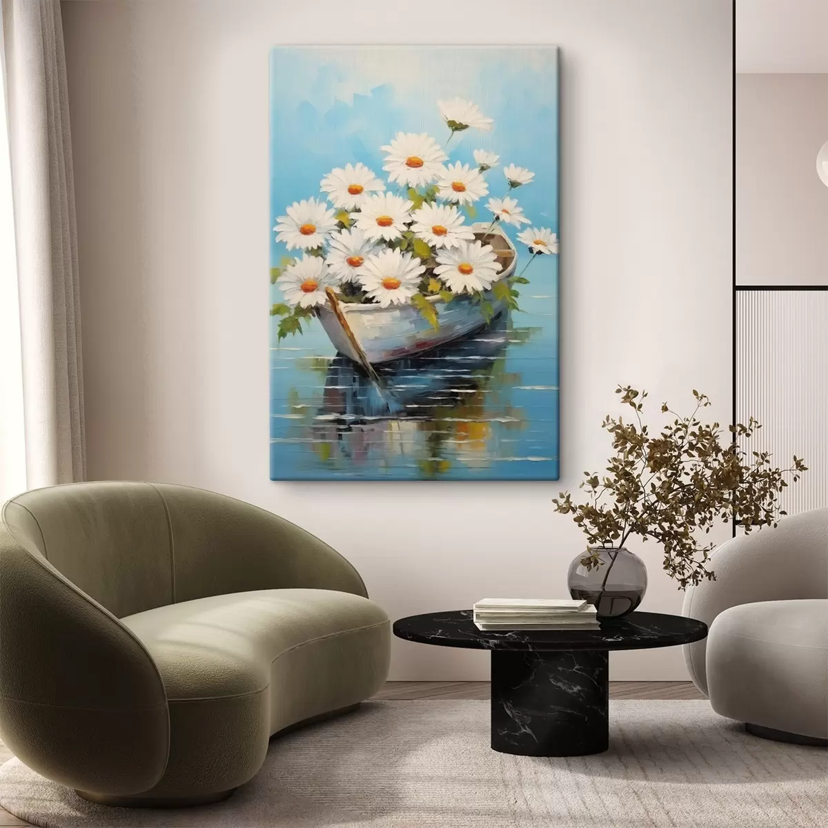 Tablouri Margarete într-o barcă pe apă s44987