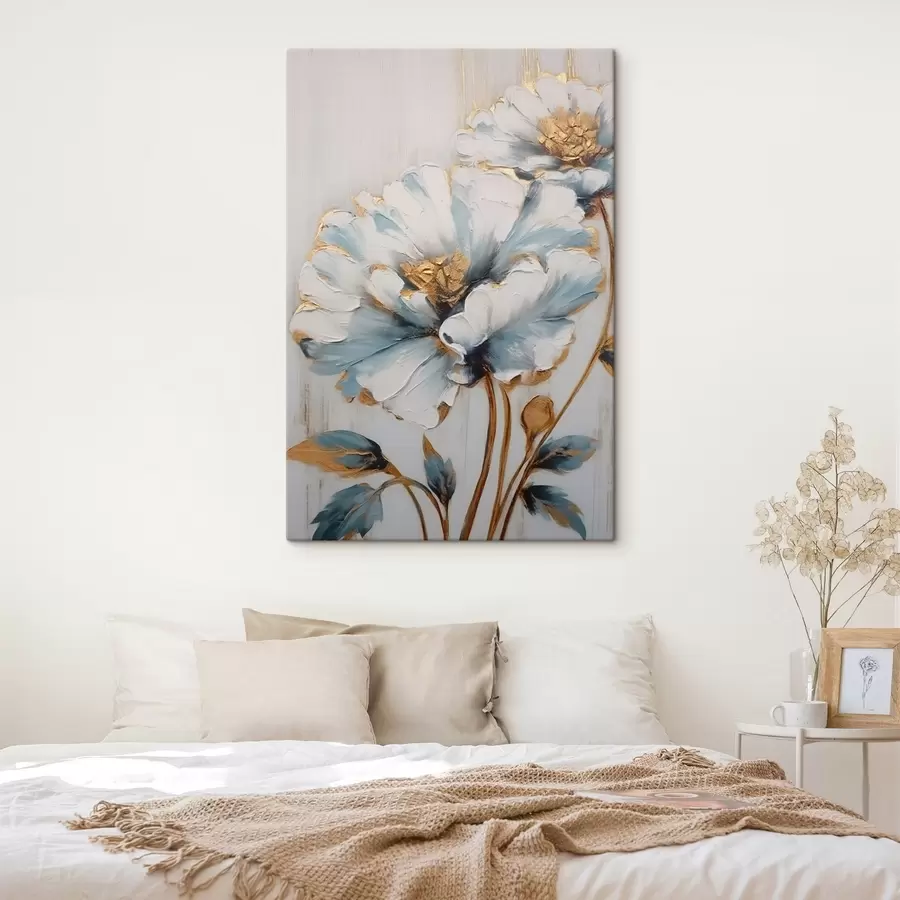 Tablouri Flori albastre și albe s44989