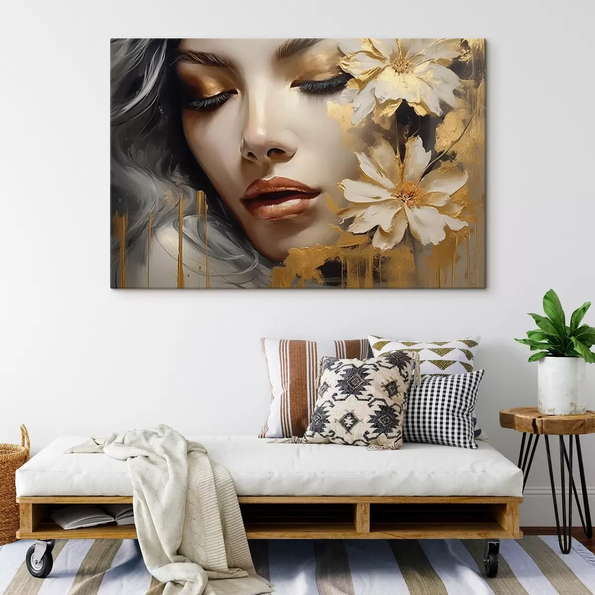 Tablouri Portret de femeie cu flori s45002