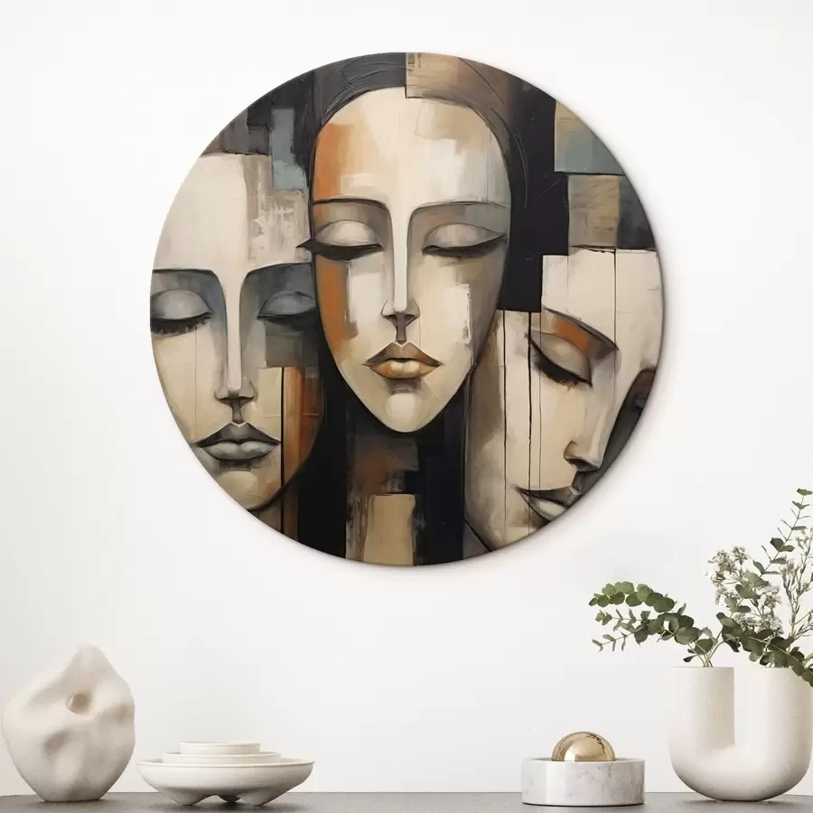 Tablouri Trei fețe feminine cu ochii închiși în stil cubist r45008