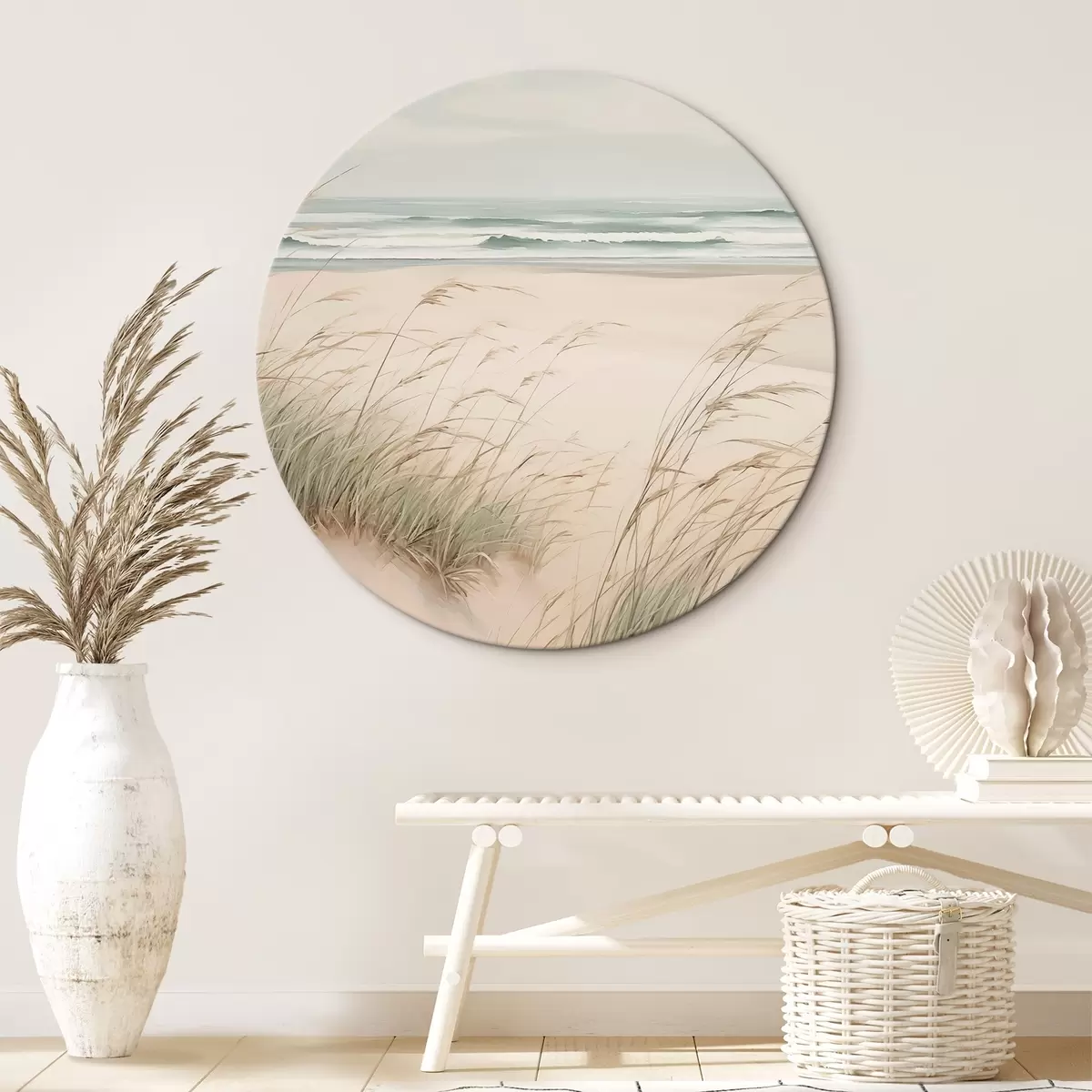 Picturi rotunde Iarbă în nisipul de lângă mare r45019