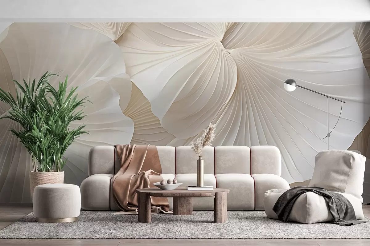 fototapet petale, flori, alb, crem, textură, tandrețe, decorativ w04216