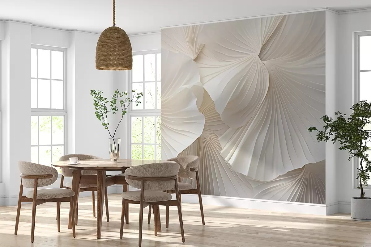 fototapet petale, flori, alb, crem, textură, tandrețe, decorativ w04216