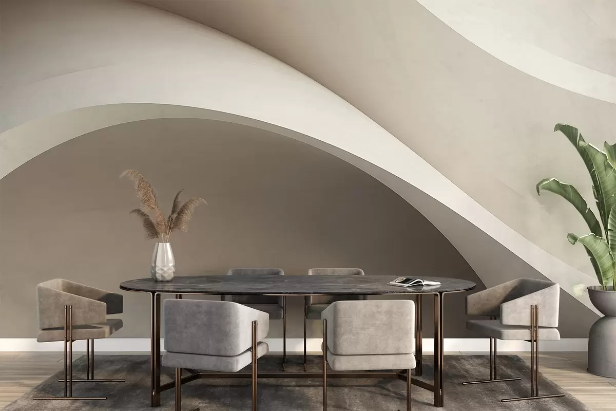 fototapet abstracție, valuri, curbe moi, bej, neted, linii, modern w04217v1