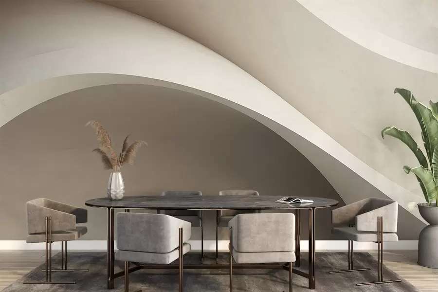 fototapet abstracție, valuri, curbe moi, bej, neted, linii, modern w04217v1