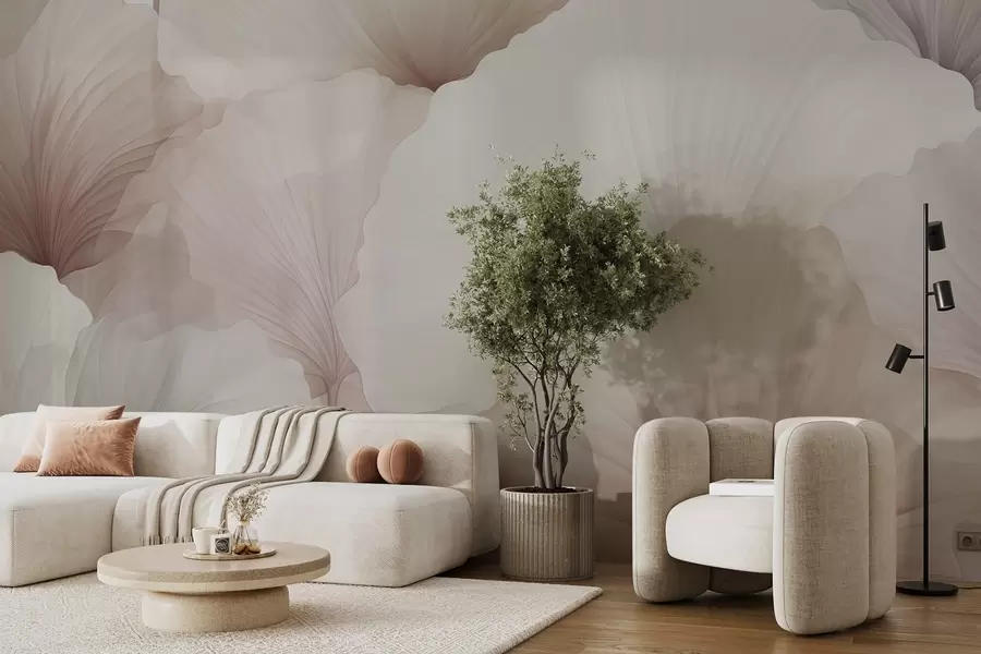 fototapet flori, petale, crem, gri, moliciune, calm w04256v1