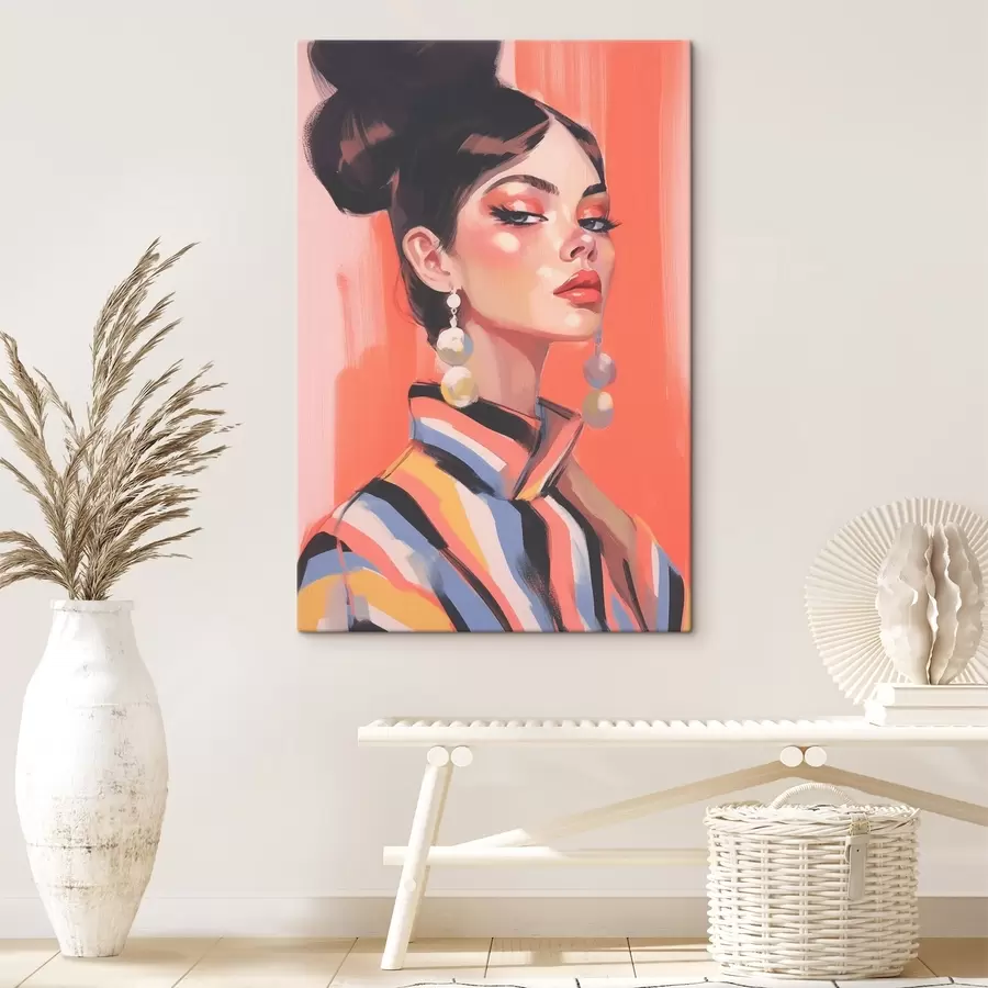 Tablouri Portret de femeie în cămașă cu dungi s45079