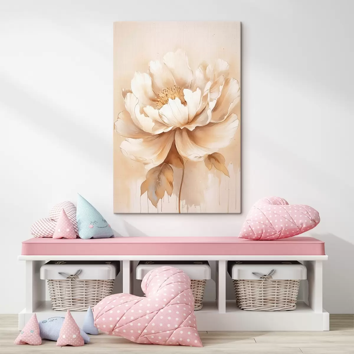 Tablouri Floare bej cu frunze s45082