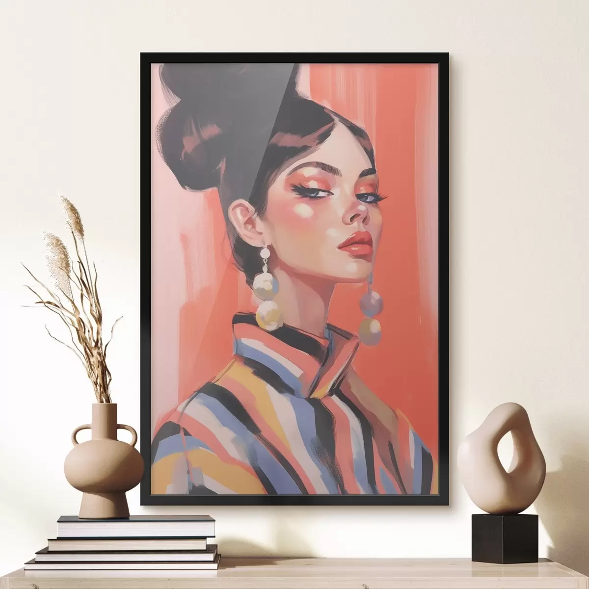 Poster Portret de femeie în cămașă cu dungi f45079