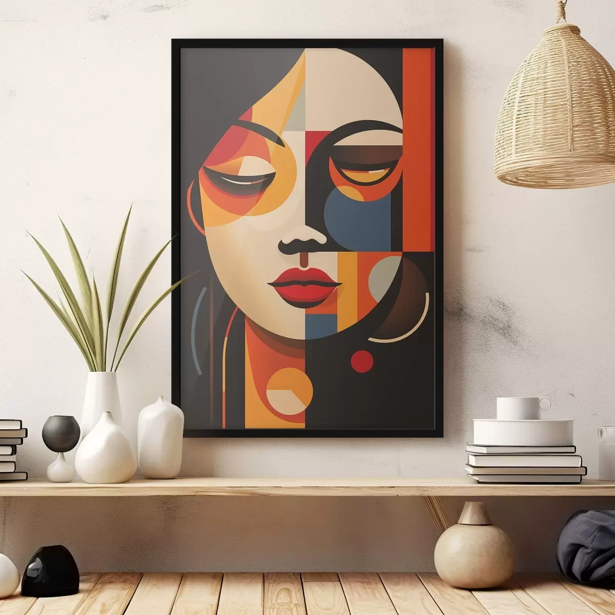 Poster Chip feminin geometric în culori calde f45087