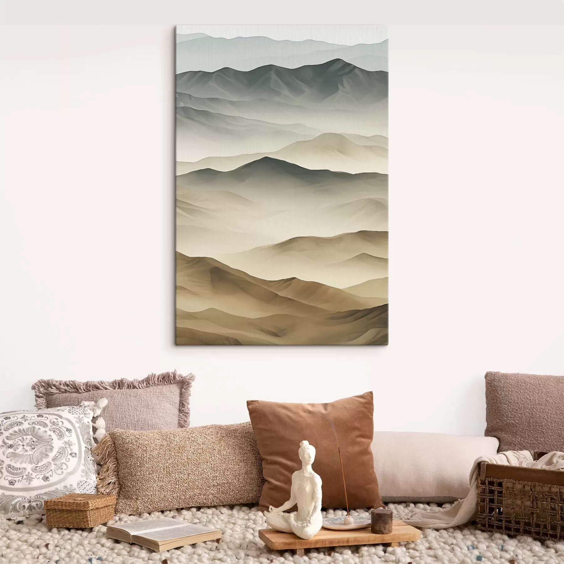Tablouri munți, straturi, ceață, gradient moale, natural, bej, abstract, peisaj s45095
