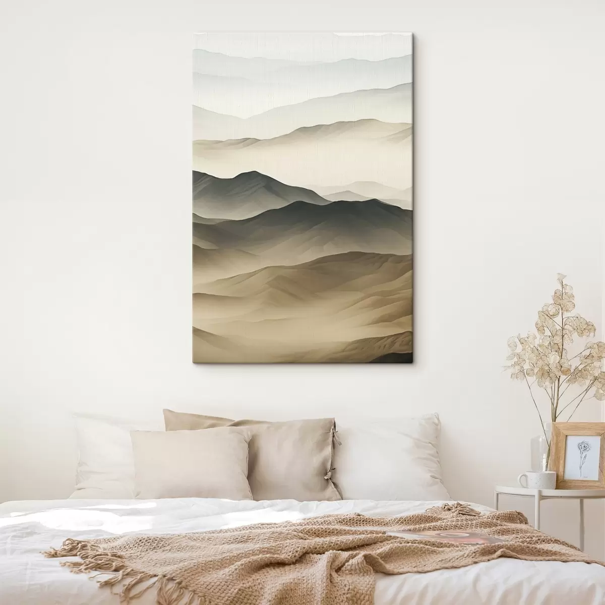 Tablouri dealuri deșertice, forme netede, estompat, textură organică, calm, minimal, teren s45097