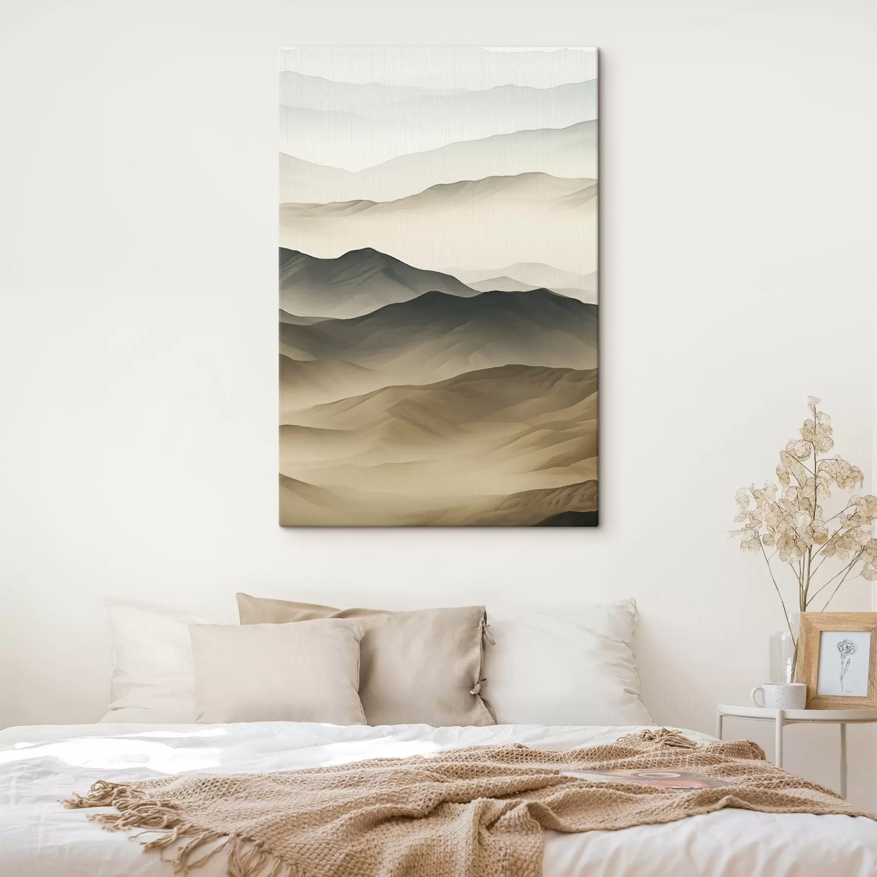 Tablouri dealuri deșertice, forme netede, estompat, textură organică, calm, minimal, teren s45097