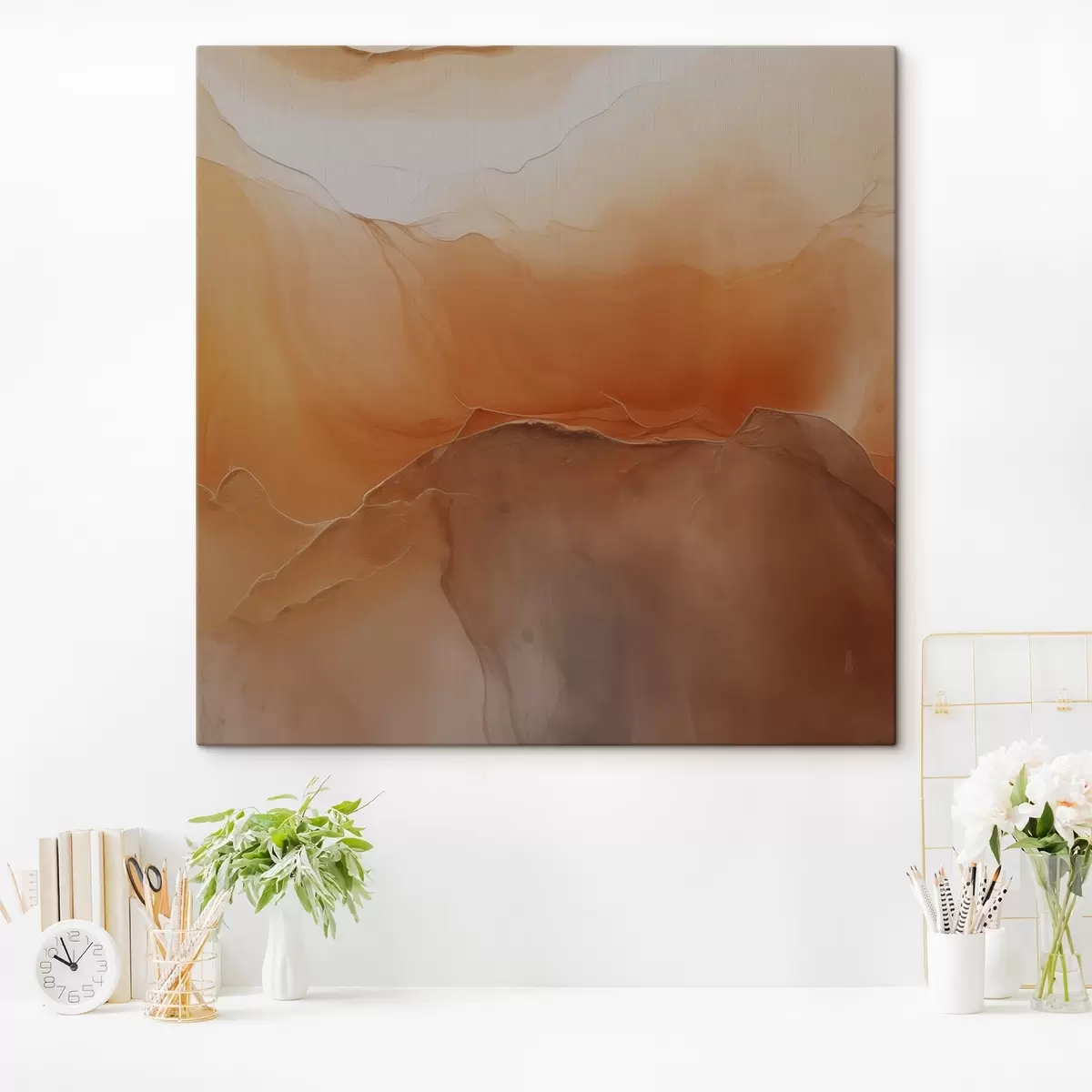 Tablouri abstract neutru, culori de nisip, curbe blânde, textură vizuală, efect de curgere s45108