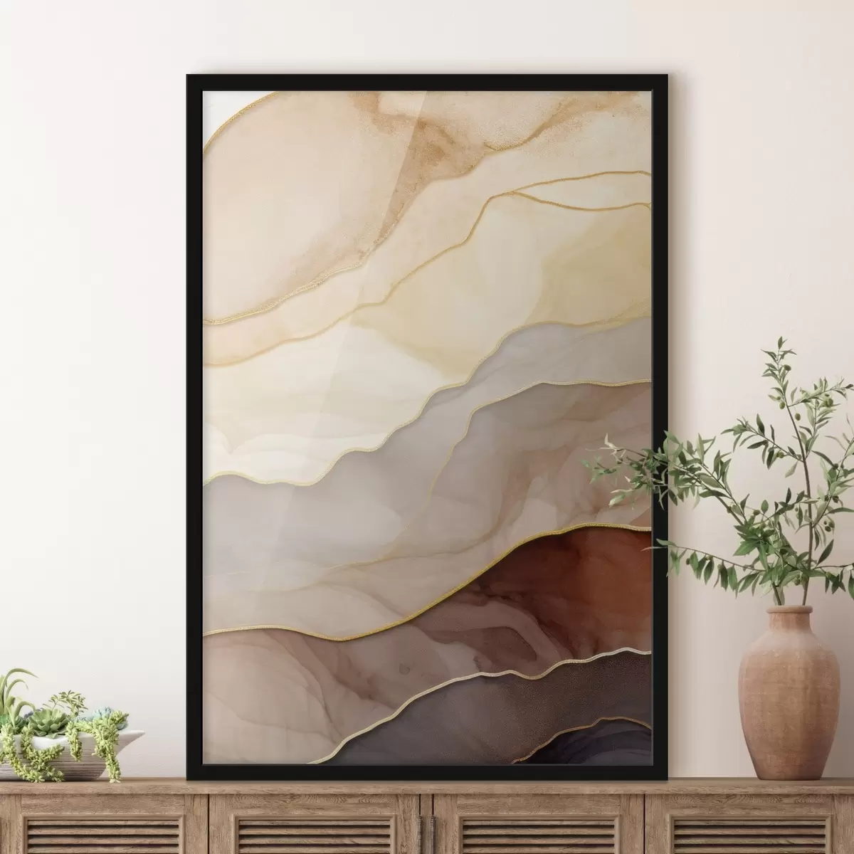 Poster valuri, cremă, translucid, falduri, organic, neted, calm, textil, aerisit f45089